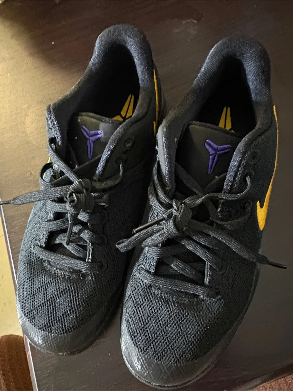 Nike Kobe Kids Black Sneakers with Gold Swoosh